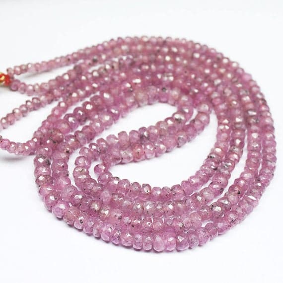 1 strand rare pink sapphire rondelle faceted 18'' long strand gemstone beads, jewelry supplies for jewelry making, bulk beads, for meditation jewellery for Reiki Healing  gemstone 3mm to 6mm