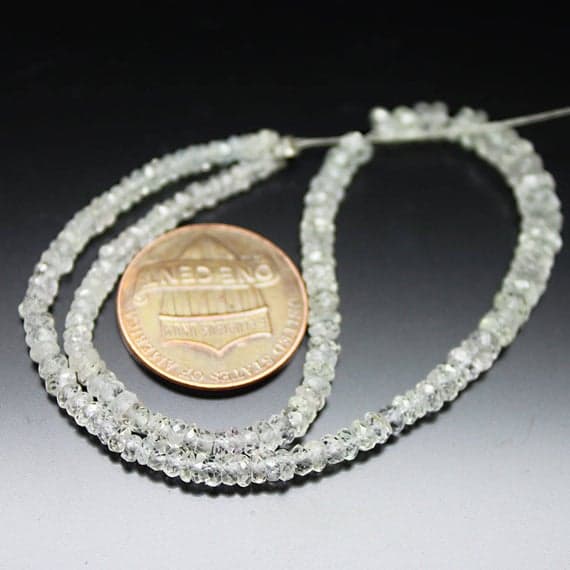 1 strand white sapphire rondelle faceted 9'' long strand gemstone beads, jewelry supplies for jewelry making, bulk beads, for meditation jewellery for Reiki Healing  gemstone 2mm to 4mm