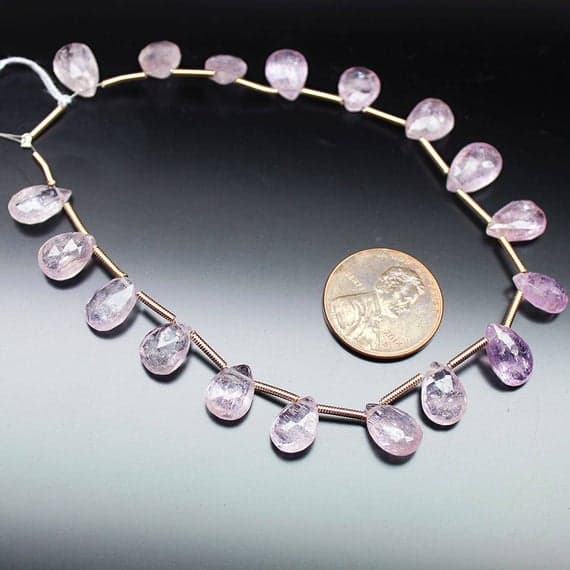 1 strand pink morganite pear drop faceted 8'' long strand gemstone beads, jewelry supplies for jewelry making, bulk beads, for meditation jewellery for Reiki Healing  gemstone 10mm