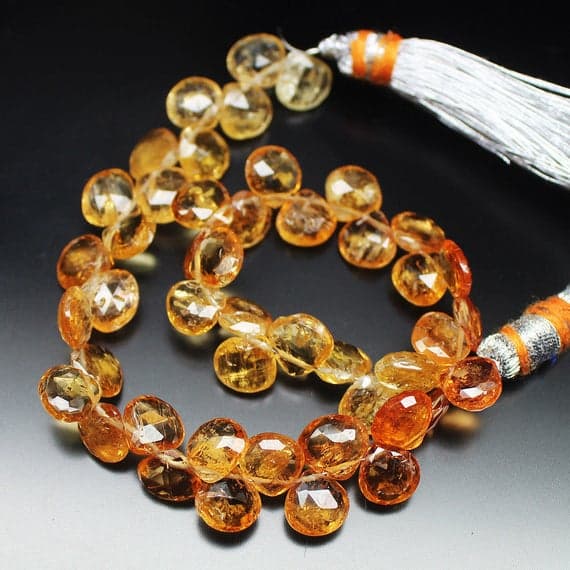 1 strand imperial topaz heart drop faceted 8'' long strand gemstone beads, jewelry supplies for jewelry making, bulk beads, for meditation jewellery for Reiki Healing  gemstone 8mm to 7mm