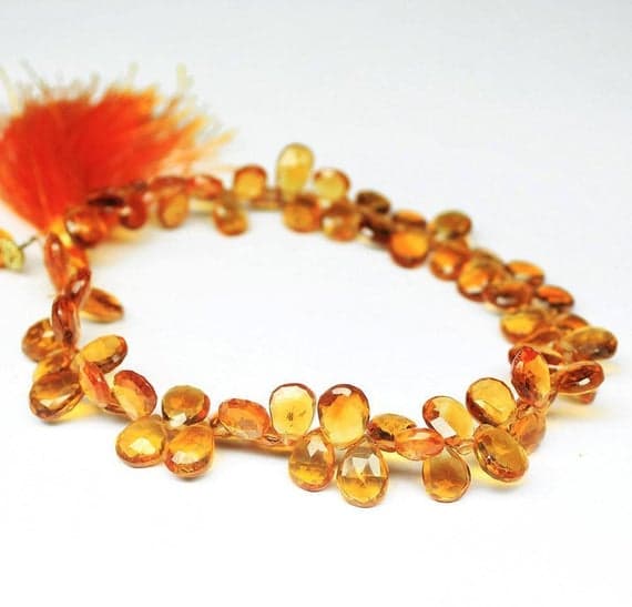 1 strand golden citrine pear drop faceted 6 pieces strand gemstone beads, jewelry supplies for jewelry making, bulk beads, for meditation jewellery for Reiki Healing  gemstone 8mm