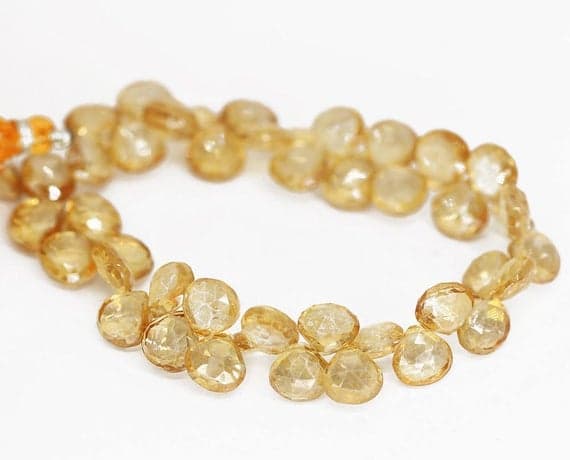 1 strand golden  quartz heart drop faceted 7'' long strand gemstone beads, jewelry supplies for jewelry making, bulk beads, for meditation jewellery for Reiki Healing  gemstone 10mm