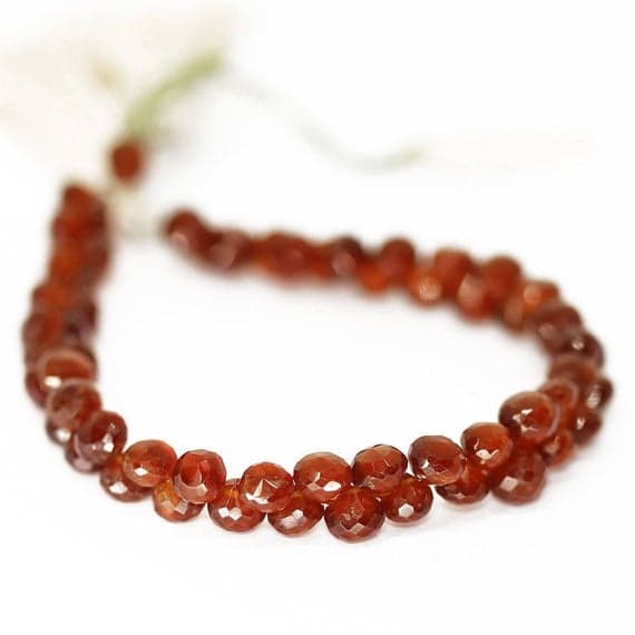 1 strand hessonite garnet onion drop faceted 8'' long strand gemstone beads, jewelry supplies for jewelry making, bulk beads, for meditation jewellery for Reiki Healing  gemstone 6mm