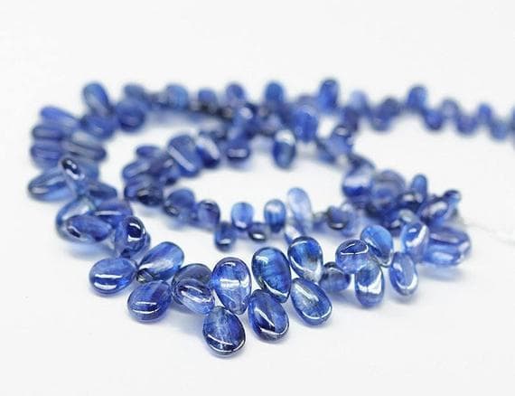 1 strand royal blue kyanite pear drop smooth 4'' long strand gemstone beads, jewelry supplies for jewelry making, bulk beads, for meditation jewellery for Reiki Healing  gemstone 9mm to 13mm