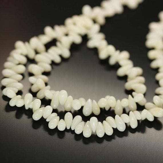 1 strand white coral tear drop smooth 16'' long strand gemstone beads, jewelry supplies for jewelry making, bulk beads, for meditation jewellery for Reiki Healing  gemstone 7mm