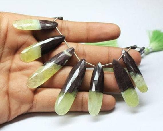1 strand prehnite pear drop faceted 8'' long strand gemstone beads, jewelry supplies for jewelry making, bulk beads, for meditation jewellery for Reiki Healing  gemstone 49mm to 60mm