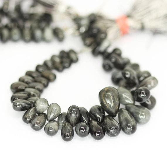 1 strand black cats eye tear drop smooth 7'' long strand gemstone beads, jewelry supplies for jewelry making, bulk beads, for meditation jewellery for Reiki Healing  gemstone 6mm to 14mm