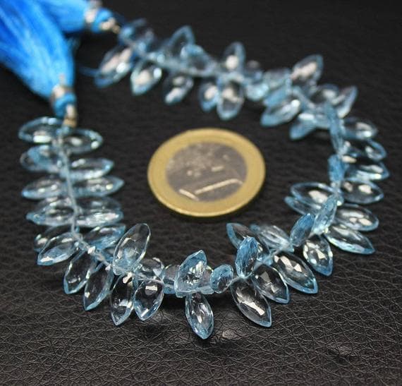 1 strand natural blue topaz puff marquise faceted 4.5'' long strand gemstone beads, jewelry supplies for jewelry making,  for meditation jewellery for Reiki Healing  gemstone 10mm to 13mm