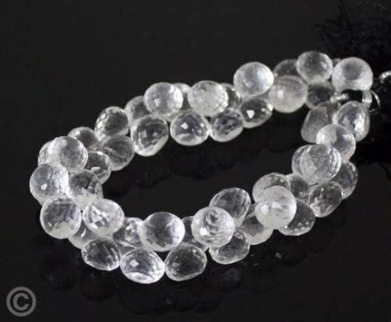 1 strand white crystal quartz onion drop faceted 8'' long strand gemstone beads, jewelry supplies for jewelry making, bulk beads, for meditation jewellery for Reiki Healing  gemstone 9mm to 6mm