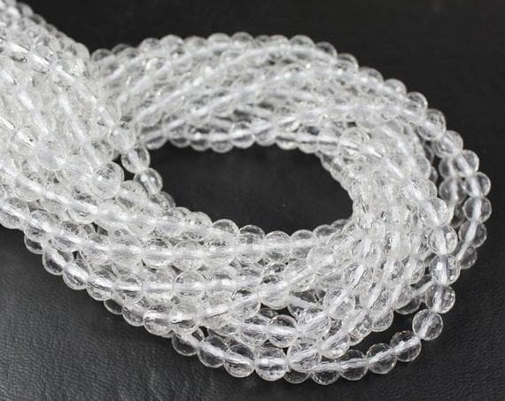 1 strand white crystal quartz round ball smooth 15'' long strand gemstone beads, jewelry supplies for jewelry making, bulk beads, for meditation jewellery for Reiki Healing  gemstone 6mm