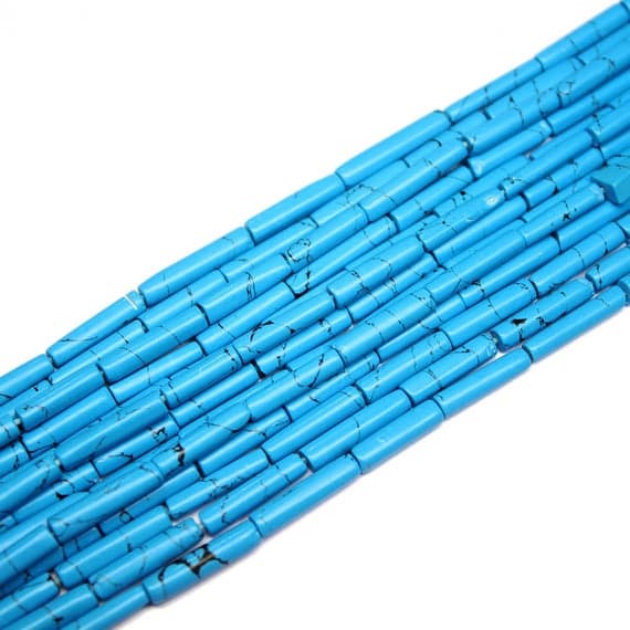 1 strand synthetic turquoise tube smooth 14'' long strand gemstone beads, jewelry supplies for jewelry making, bulk beads, for meditation jewellery for Reiki Healing  gemstone size 13mm to 16mm