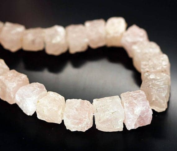 1 strand rose quartz rough stone by hammered cube box smooth 12'' long strand gemstone beads, jewelry supplies for jewelry making,  for meditation jewellery for Reiki Healing  10mm to 16mm