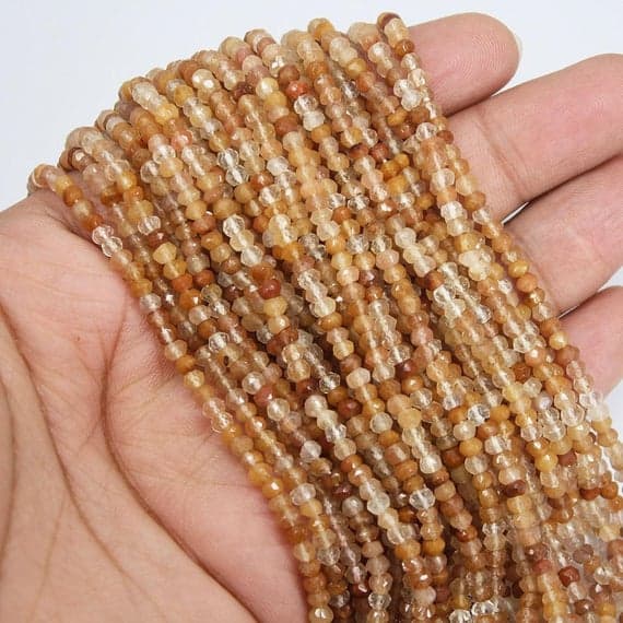 1 strand copper rutile quartz rondelle faceted 13'' long strand gemstone beads, jewelry supplies for jewelry making, bulk beads, for meditation jewellery for Reiki Healing  gemstone 3mm