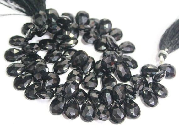 1 strand black spinel pear drop faceted 8'' long strand gemstone beads, jewelry supplies for jewelry making, bulk beads, for meditation jewellery for Reiki Healing  gemstone 11mm to 14mm