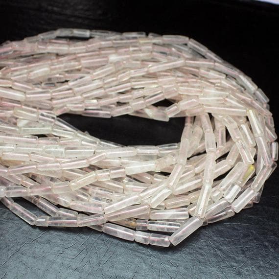 1 strand rose quartz tube smooth 14'' long strand gemstone beads, jewelry supplies for jewelry making, bulk beads, for meditation jewellery for Reiki Healing  gemstone size 8mm to 15mm