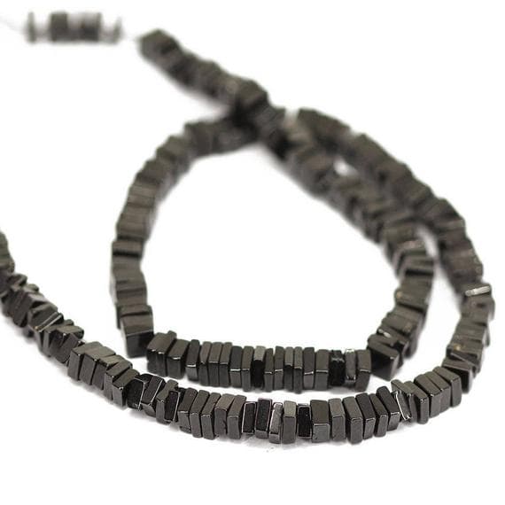 1 strand black spinel heishi cube square smooth 16'' long strand gemstone beads, jewelry supplies for jewelry making, bulk beads, for meditation jewellery for Reiki Healing  gemstone 5mm