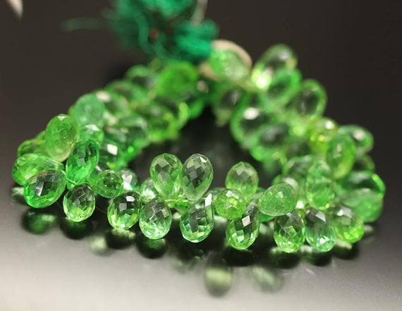 1 strand green quartz tear drop faceted 9'' long strand gemstone beads, jewelry supplies for jewelry making, bulk beads, for meditation jewellery for Reiki Healing  gemstone 16mm to 13mm