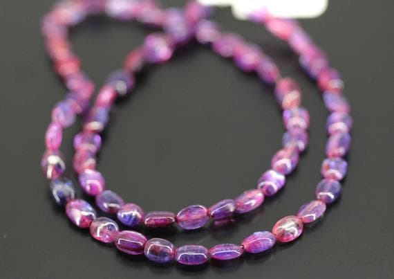 1 strand  coated kyanite oval smooth 4'' long strand gemstone beads, jewelry supplies for jewelry making, bulk beads, for meditation jewellery for Reiki Healing  gemstone 7mm to 6mm