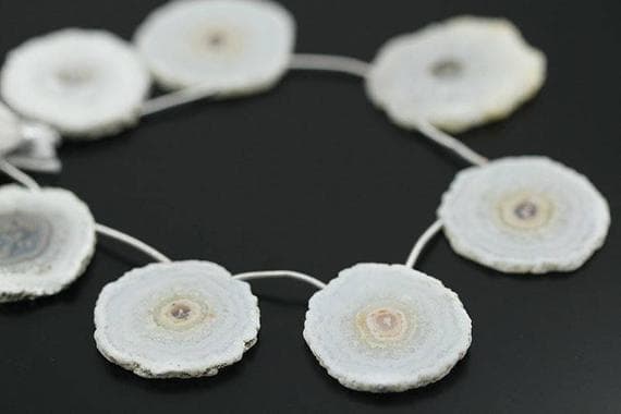 1 strand solar quartz coin slice smooth 4'' long strand gemstone beads, jewelry supplies for jewelry making, bulk beads, for meditation jewellery for Reiki Healing  gemstone 31mm