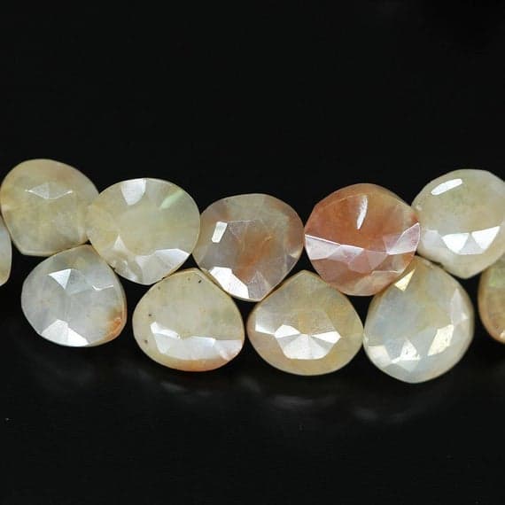 1 strand coated  prehnite heart drop faceted 4'' long strand gemstone beads, jewelry supplies for jewelry making,  for meditation jewellery for Reiki Healing  gemstone 7mm to 9mm
