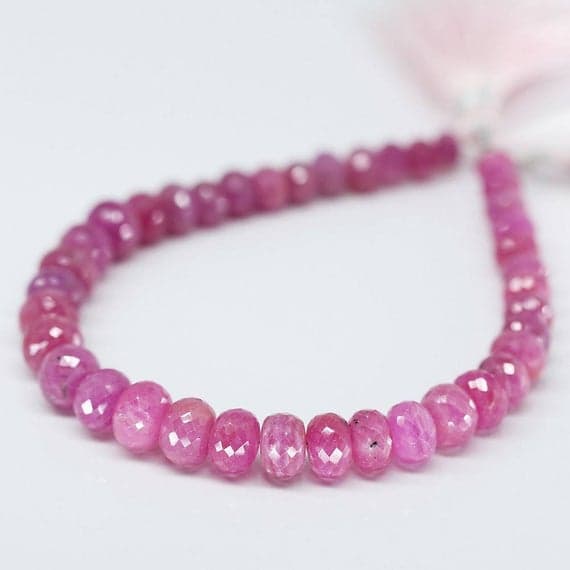 1 strand pink sapphitre rondelle faceted 4'' long strand gemstone beads, jewelry supplies for jewelry making, bulk beads, for meditation jewellery for Reiki Healing  gemstone 5mm to 8mm