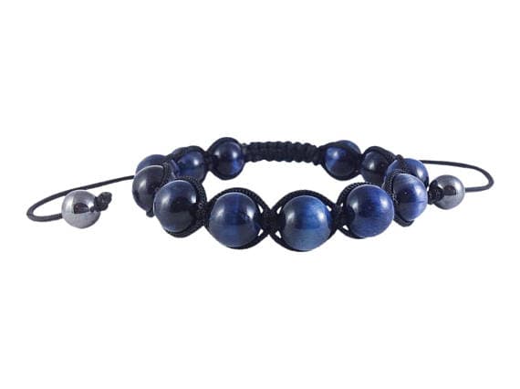 Unique Wedding Gift 10mm Adjustable Blue Blue Tiger's Eye Bracelet Round, Smooth 7.5" for mens, womens.