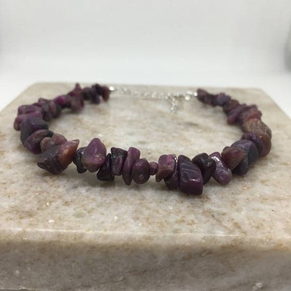 925 sterling Silver Handmade Beaded 2-9mm stacking Pink Ruby Bracelet Nugget, Smooth 7" for mens, womens, gf, bf & Adult.