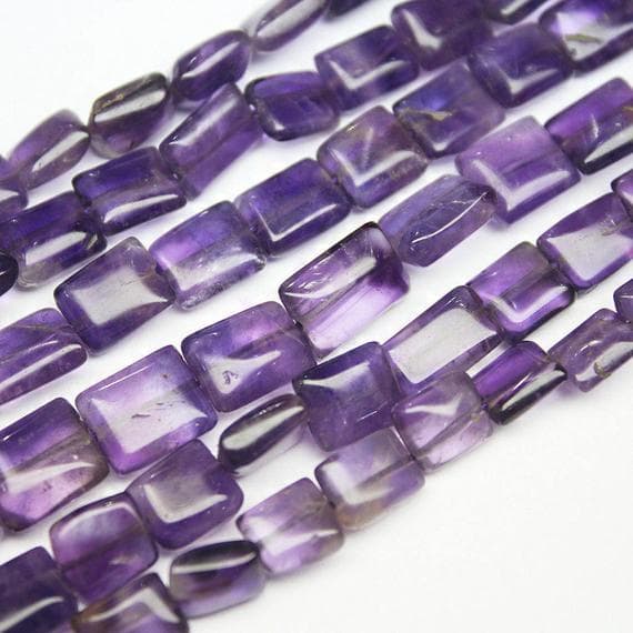 1 strand amethyst rectangle chiclet smooth 15'' long strand gemstone beads, jewelry supplies for jewelry making, bulk beads, for meditation jewellery for Reiki Healing  gemstone size 6mm to 7mm