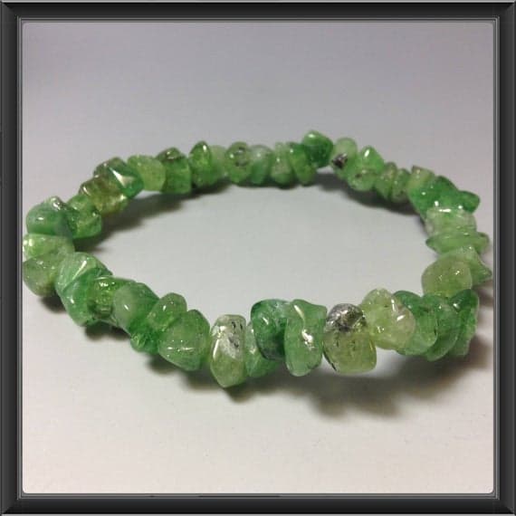 Anxiety Relief Calming 8x12mm Stretchable Green Tsavorite Bracelet Fancy, Smooth 7" for mens, womens, gf, bf & Adult.