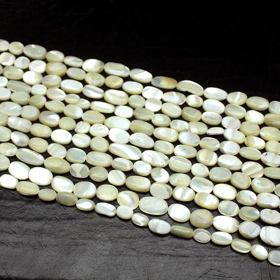 1 strand mother of pearl oval smooth 14'' long strand gemstone beads, jewelry supplies for jewelry making, bulk beads, for meditation jewellery for Reiki Healing  gemstone size 7mm to 10mm