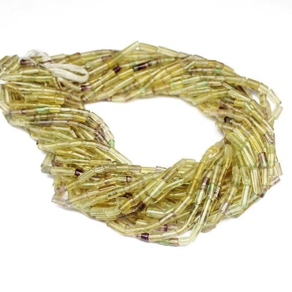 1 strand fluorite tube smooth 14'' long strand gemstone beads, jewelry supplies for jewelry making, bulk beads, for meditation jewellery for Reiki Healing  gemstone size 10mm to 14mm