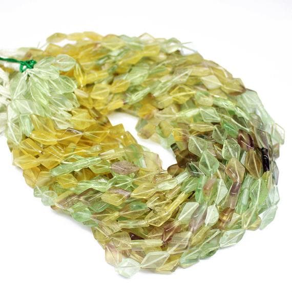 1 strand fluorite rectangle chiclet smooth 14'' long strand gemstone beads, jewelry supplies for jewelry making,  for meditation jewellery for Reiki Healing  gemstone size 9mm to 11mm