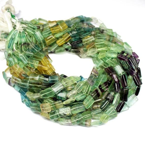 1 strand fluorite rectangle chiclet smooth 14'' long strand gemstone beads, jewelry supplies for jewelry making,  for meditation jewellery for Reiki Healing  gemstone size 8mm to 12mm