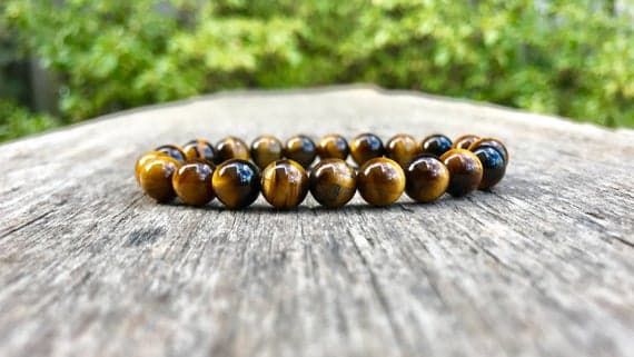 Anxiety Relief Calming 8mm Stretchable Multi Tiger's Eye Bracelet Round, Smooth 7" for mens, womens, gf, bf & Adult.