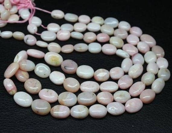 1 strand pink opal oval smooth 18'' long strand gemstone beads, jewelry supplies for jewelry making, bulk beads, for meditation jewellery for Reiki Healing  gemstone 9mm to 14mm