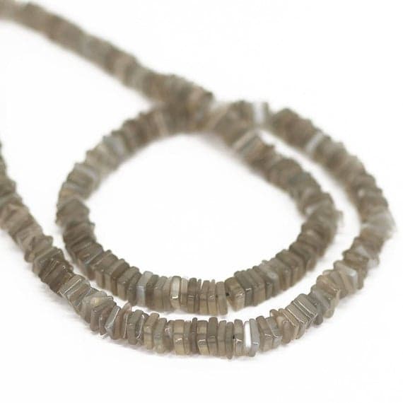 1 strand grey moonstone heishi cube square smooth 16'' long strand gemstone beads, jewelry supplies for jewelry making, bulk beads, for meditation jewellery for Reiki Healing  gemstone 4mm
