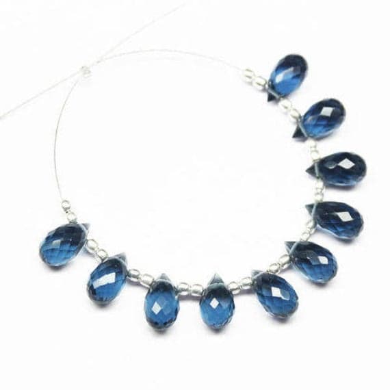 1 strand london blue quartz tear drop faceted 8'' long strand gemstone beads, jewelry supplies for jewelry making, bulk beads, for meditation jewellery for Reiki Healing  gemstone size 5mmx10mm