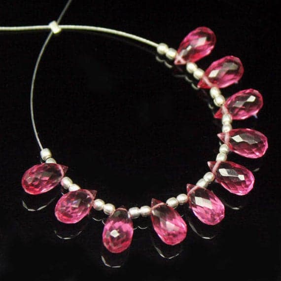 1 strand rubellite pink quartz tear drop faceted 8'' long strand gemstone beads, jewelry supplies for jewelry making,  for meditation jewellery for Reiki Healing  gemstone size 5mmx10mm