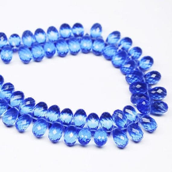 1 strand tanzanite quartz tear drop faceted 8'' long strand gemstone beads, jewelry supplies for jewelry making, bulk beads, for meditation jewellery for Reiki Healing  gemstone size 5mmx10mm