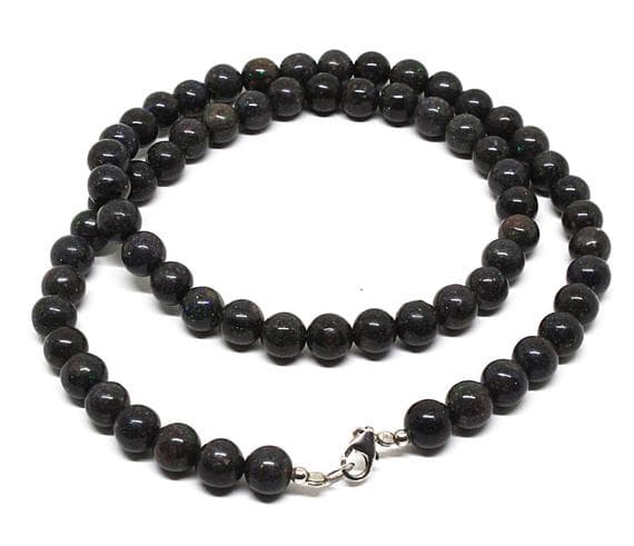 matrix black opal beaded necklace round ball smooth 18'' long strand gemstone beads, jewelry supplies for jewelry making, bulk beads, for meditation jewellery for Reiki Healing  gemstone 7mm