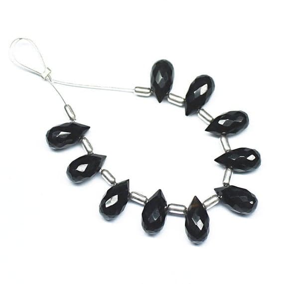 1 strand black spinel tear drop faceted 8'' long strand gemstone beads, jewelry supplies for jewelry making, bulk beads, for meditation jewellery for Reiki Healing  gemstone size 5mmx10mm