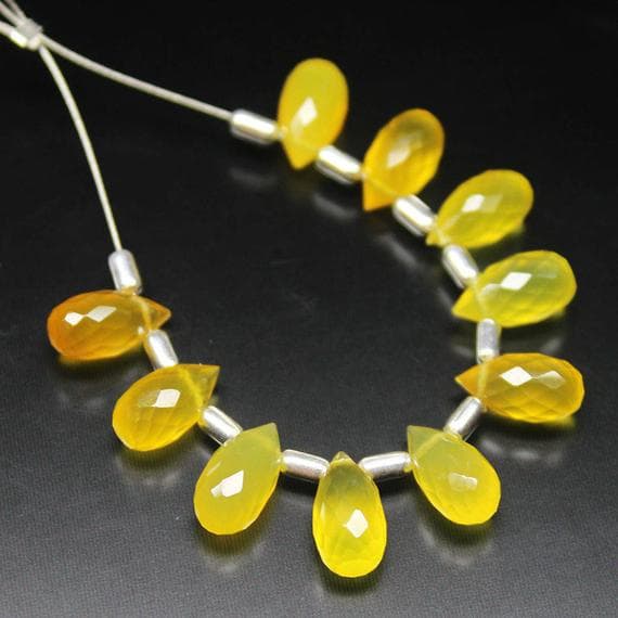 1 strand chalcedony tear drop faceted 8'' long strand gemstone beads, jewelry supplies for jewelry making, bulk beads, for meditation jewellery for Reiki Healing  gemstone size 5mmx10mm