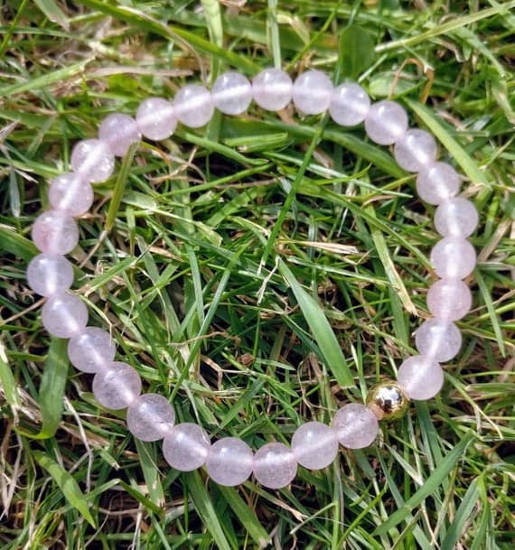 925 sterling silver Positive Energy 6mm Pink Rose Quartz Stretchable Bracelet Round, Smooth 18cm for mens, womens, gf, bf and adults.