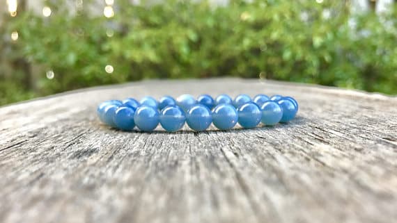 love beach youth 8mm Stretchable Blue Blue Opal Bracelet Round, Smooth 7" for mens, womens, gf, bf & Adult.