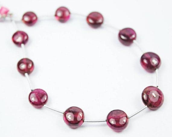 1 strand pink rubellite tourmaline coin smooth 8'' long strand gemstone beads, jewelry supplies for jewelry making, bulk beads, for meditation jewellery for Reiki Healing  gemstone 9mm to 11mm