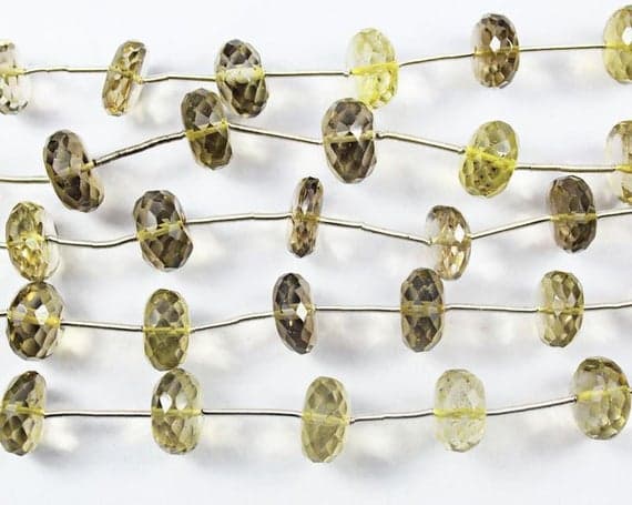 1 strand bio lemon quartz rondelle faceted 7'' long strand gemstone beads, jewelry supplies for jewelry making, bulk beads, for meditation jewellery for Reiki Healing  gemstone 11mm to 12mm