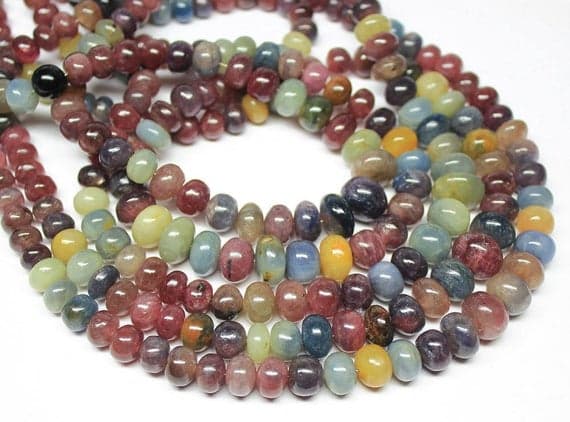 1 strand multi sapphire rondelle smooth 8'' long strand gemstone beads, jewelry supplies for jewelry making, bulk beads, for meditation jewellery for Reiki Healing  gemstone 7mm to 12mm