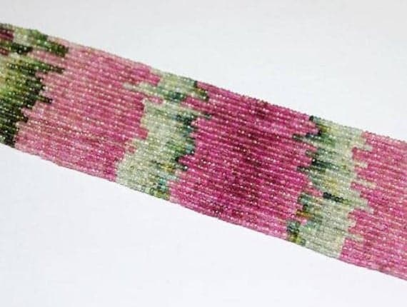 1 strand multi watermelon tourmaline rondelle faceted 14'' long strand gemstone beads, jewelry supplies for jewelry making, bulk beads, for meditation jewellery for Reiki Healing  gemstone 3mm