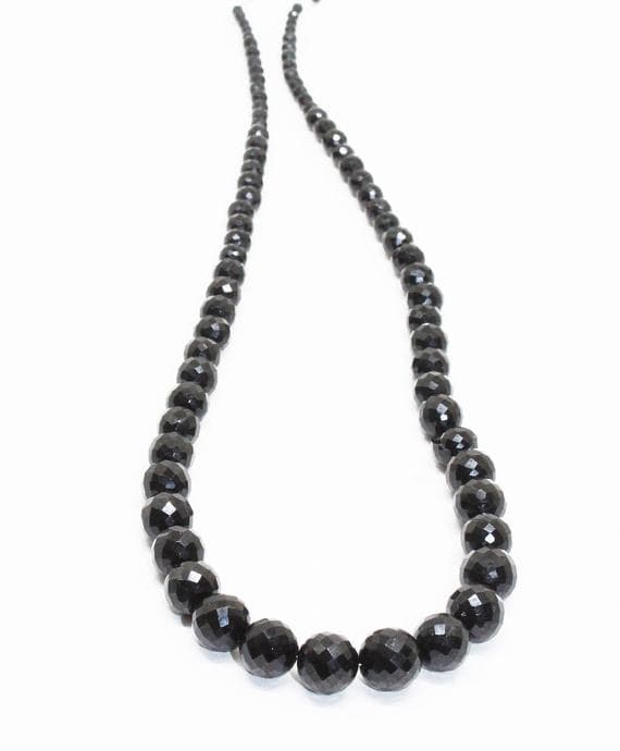 black spinel necklace round ball faceted 18'strand gemstone beads, jewelry supplies for jewelry making, bulk beads, for meditation jewellery for Reiki Healing  gemstone 6mm