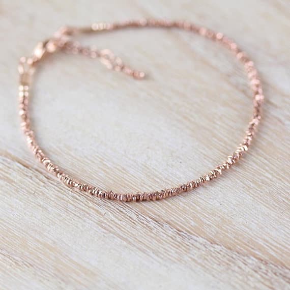 925 sterling Silver Jewelry Energy 2mm stacking Golden 24k Rose Gold Bracelet Fancy, Facetad 7" for mens, womens, gf, bf & Adult.